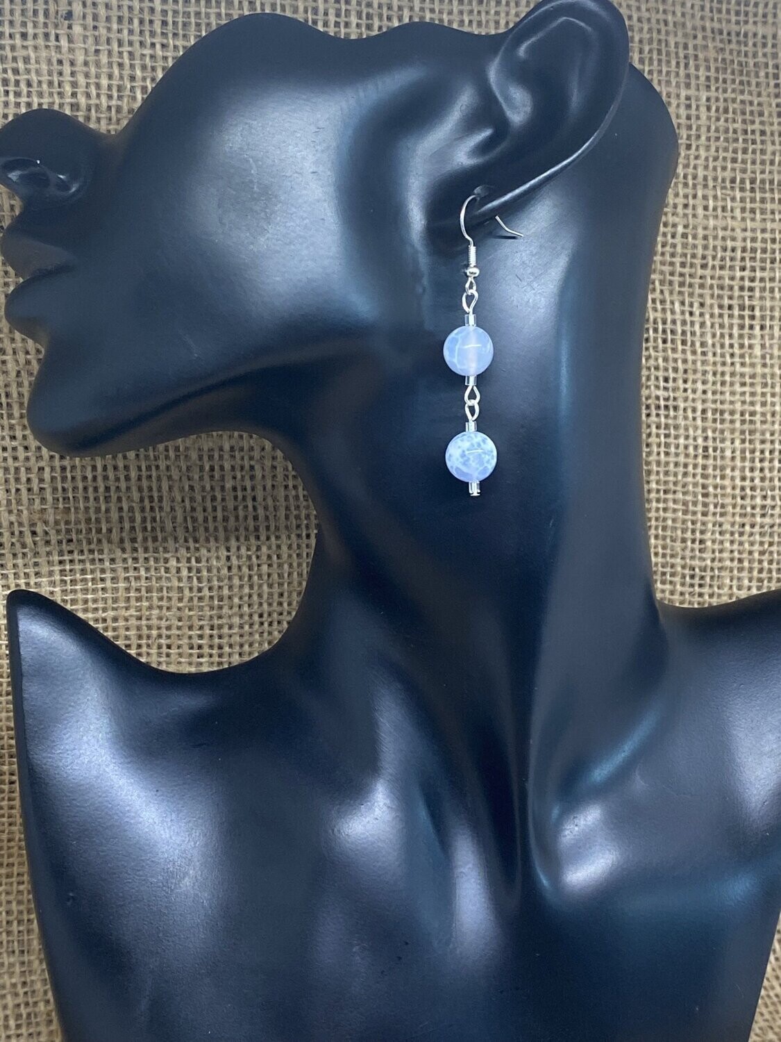 Blue Cracked Agate Drop Earrings