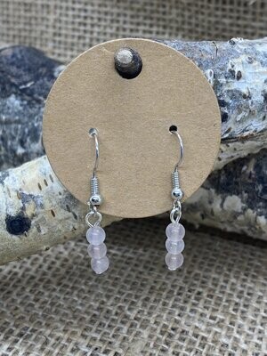 Stacked Round Rose Quartz Earrings Stacked Round Rose Quartz Earrings