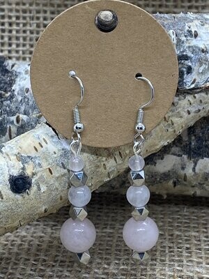 Rose Quartz Rounds Drop Earrings