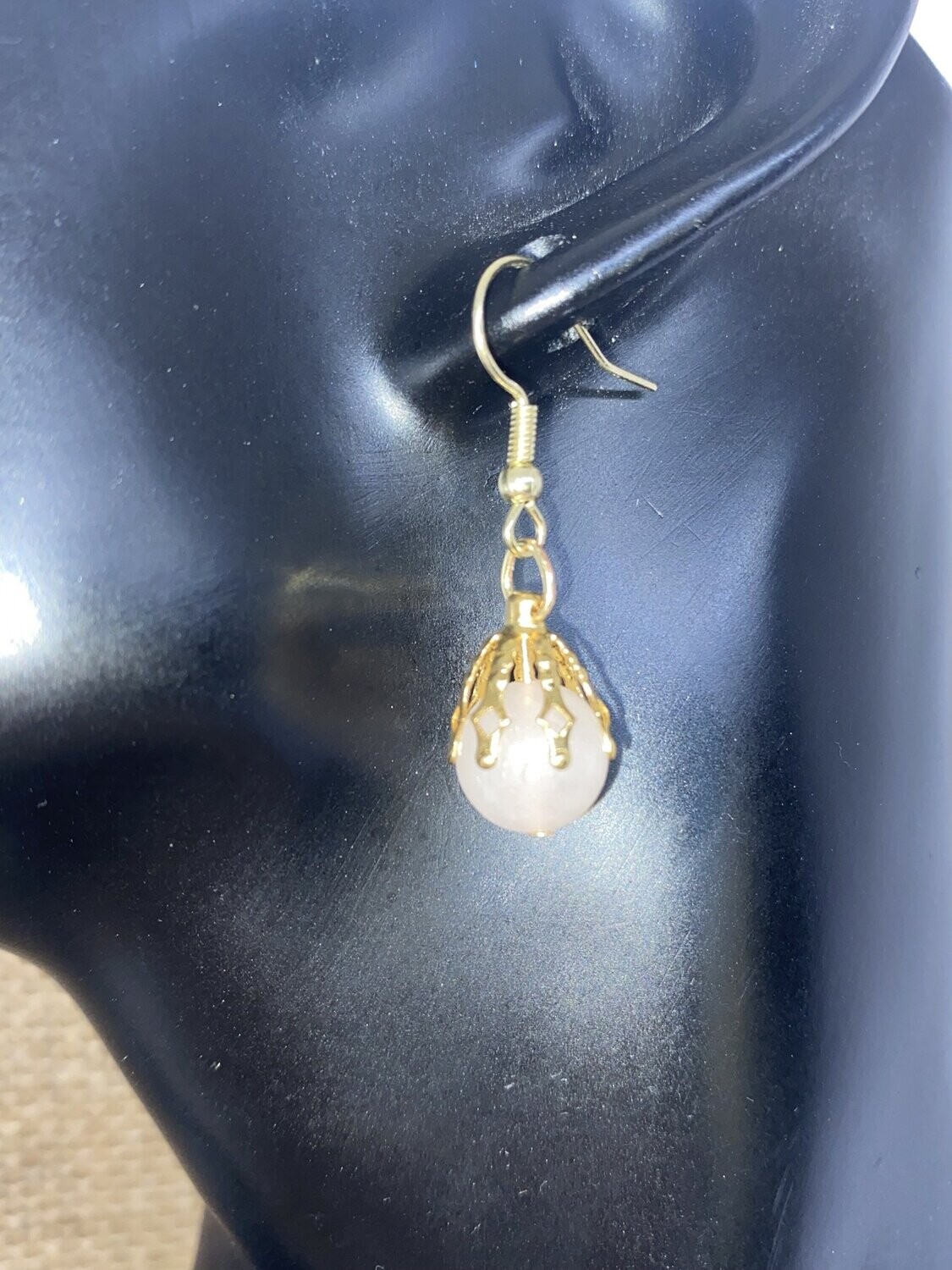 Rose Quarts Roud Drop Earrings