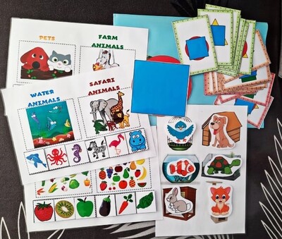 2+ year old. Busy bag. Busy book. Preschool activity. Learning activity. First Busy Bags Fine Motor skills. Sorting activity. Farm animal