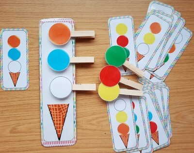 Quiet time activity for toddler. Build the ice-cream activity.