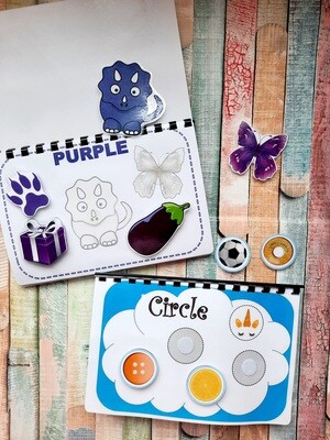 2x books Busy bag. Busy book. Preschool activity. Learning activity. First Busy Bags, Shape, Color, matching activities.