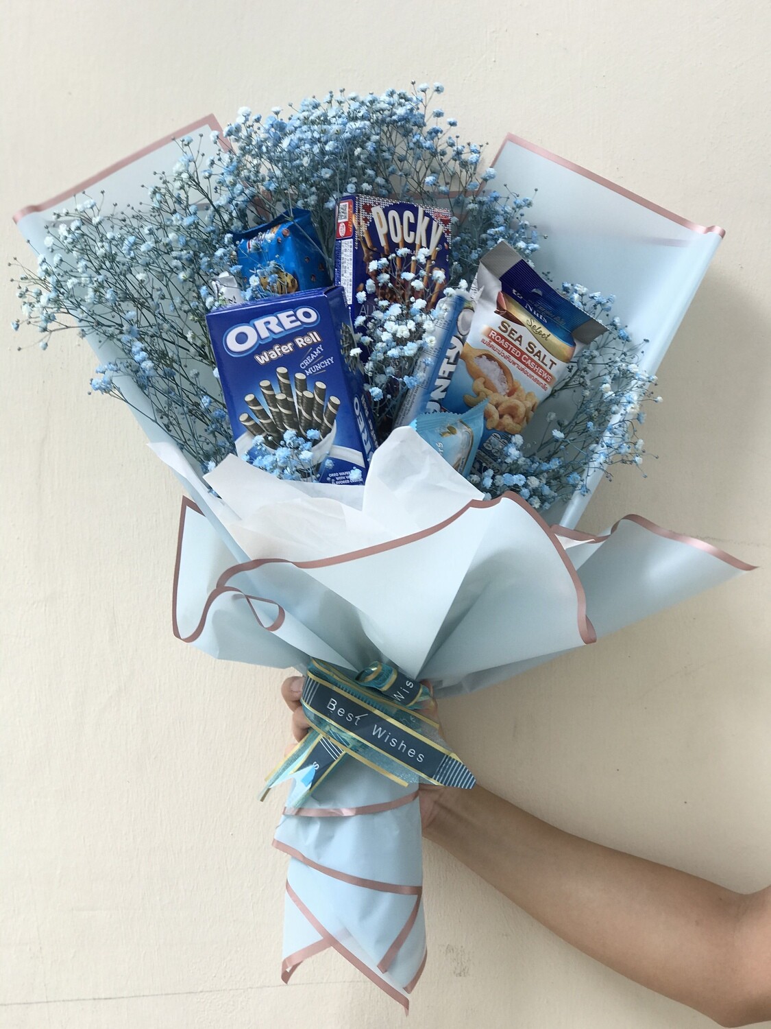 Blue Flower &amp; Snacks Bouquet