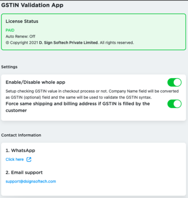 GSTIN Validation App for Ecwid
