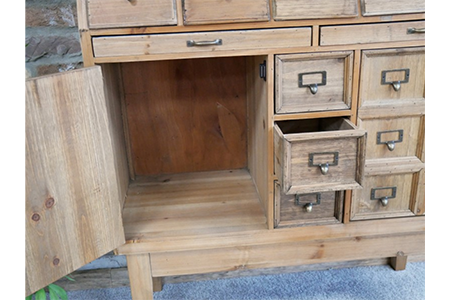 This view of the 'Many Drawers' unit shows the variety of drawers and compartments that there are in this fantastic piece of furniture.
Just what you need! Say goodbye to all those 'messy drawers' where you can never find what you're looking for. This good-looking drawer unit means that you can separate all those things that need to be safely kept and found easily!
Dimensions 137 x 90 x 36 cm