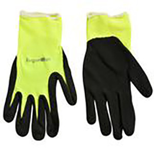 Florescent Yellow Garden Gloves with Black Palms and Edging.