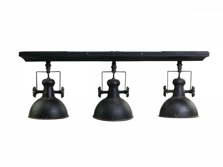 Ceiling Three Spot Lamps
Black Finish.  Factory/industrial Design