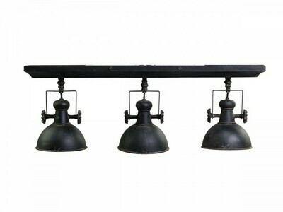 Ceiling Three Spot Lamps
Black Finish.  Factory/industrial Design