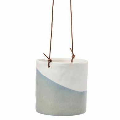 Dipped colour split pot in grey and white - hanging pot
