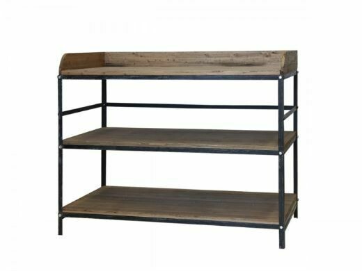 A great addition to any eating area is this simple French Service Table, with three wooden shelves on an antique black Antique Coal frame. Height 99cm, Length 120.5 cm Width 61cm.