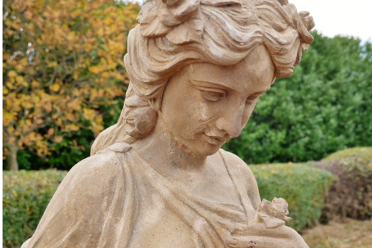 Lady with Flowers Stone Carved Statue