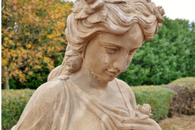 Lady with Flowers Stone Carved Statue