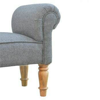 Black Tweed Bench with Turned Feet