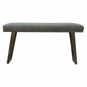 Grey Velvet Industrial Style Bench Grey Velvet Industrial Style Bench
