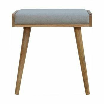 Grey Tweed Solid Wood Footstool