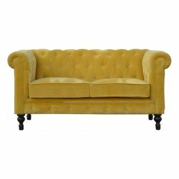 Mustard Velvet Two Seater Chesterfield Sofa Mustard Velvet Chesterfield Sofa - front view
