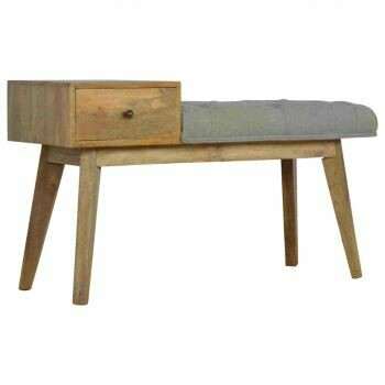 Grey Tweed Bench with Drawer