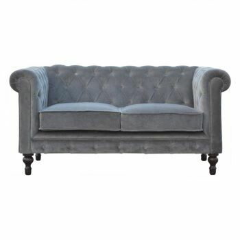 With a solid mango wood frame, this grey velvet sofa will give many years of pleasure.