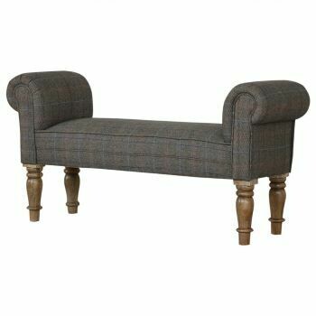 Multi Tweed Bedroom Bench with Turned Feet
