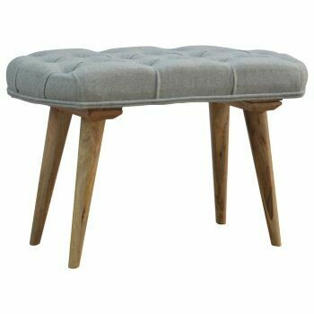 Grey Tweed Nordic Style Deep Button Bench A Nordic- style bench made from solid Mango wood with an oak effect finish.