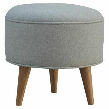 Grey Tweed Round Footstool