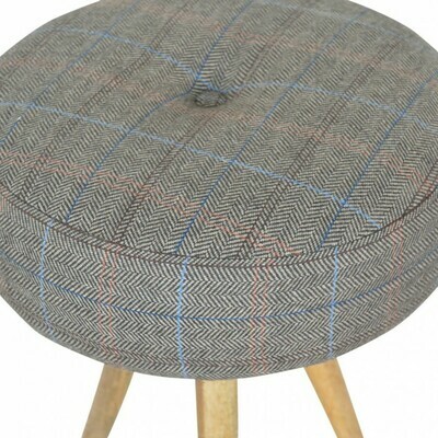 Grey Tweed Footstool