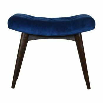 Royal Blue Velvet Curved Bench