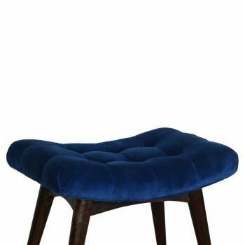 Royal Blue Velvet Curved Bench