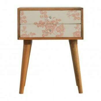 Floral Pink Screen Printed Bedside