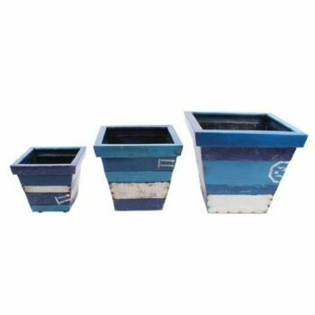 For those who prefer a square planter, there's these beautiful Collaroy planters made out of recycled metals and painted in hues of blue