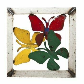 A beautiful framed butterfly metal display panel for the home or garden.
