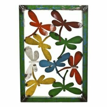 A beautifully made framed dragonflies sculpture in metal.
