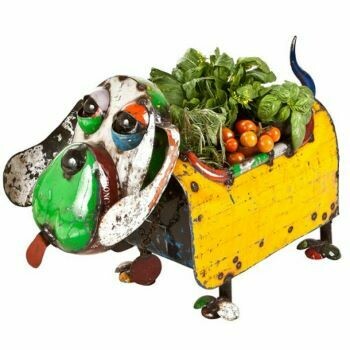 Hound Dog Recycled Planter Sculpture