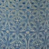Beautiful rich blue, crackle glaze. close up of design.