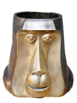 Golden finish pot in shape of a monkey's head