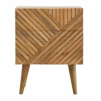 Line Carving Bedside with Two Drawers Line Carving Bedside with Two Drawers