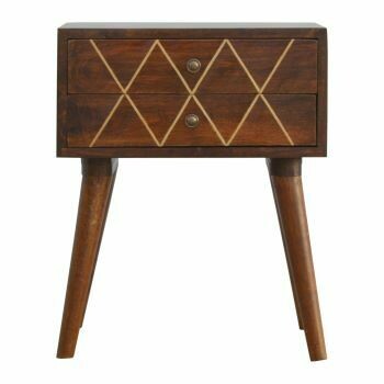 A lovely Nordic style bedside cabinet with gold brass wire decoration
