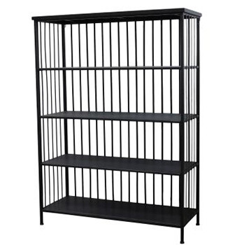 The Bastille bookcase is finished in Antique Black and is of contemporary style, but will not age nor go out of fashion