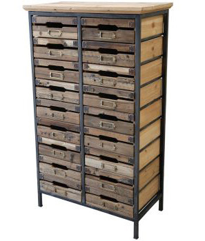 An anstique style chest unit of 105 cm height comprising 18  tray drawers each with name tag