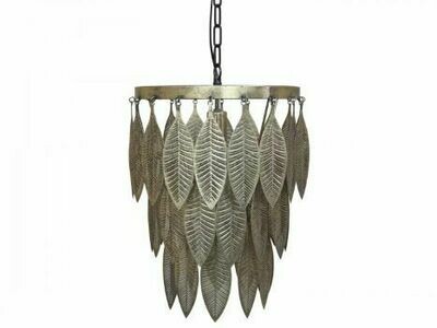 This lovely leaf fall lamp is made of iron and finished in Antique Brass. This light fitting is a beautiful 52.5 cm tall.