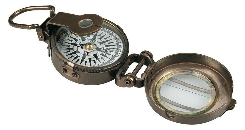 A replica of a World War 2 compass, essential equipment for secret missions in mainland Europe.