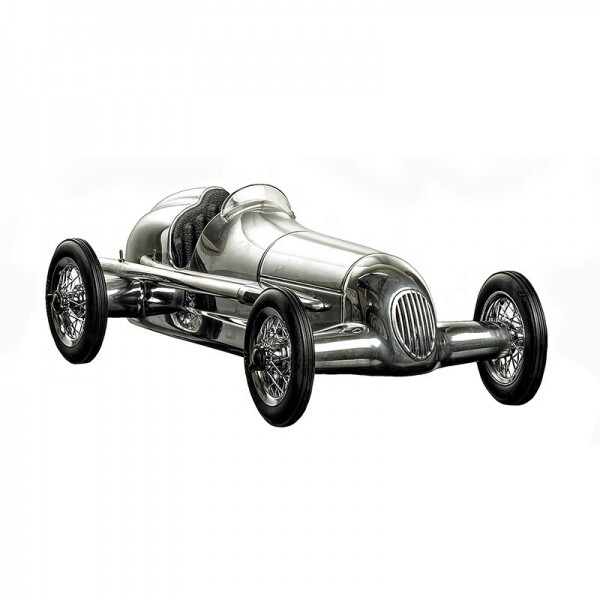 A silver polished model of the famous 1930's Silberpfeil at a full twelve inches in length, making a fantastic desk or mantlepiece ornament