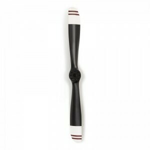 A Sopwith propeller with a red and white design on the tips- a lovely and interesting wall decor.