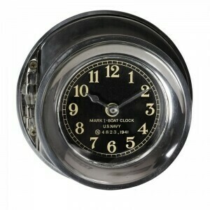 A replica of a World War 2 naval clock, and with a lovely silver finish, looks beautiful today.