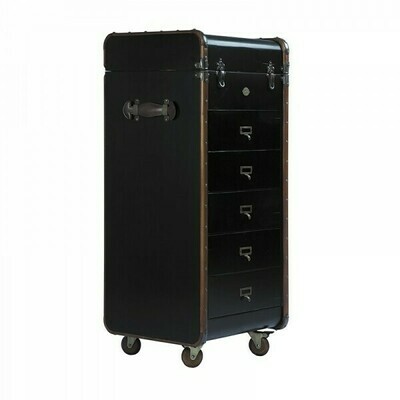 The distressed honey wood evident on the unit contrast beautifully with the the trunk colour