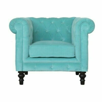Turquoise Velvet Chesterfield Armchair