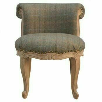 Multi Tweed French Carved Designed Chair