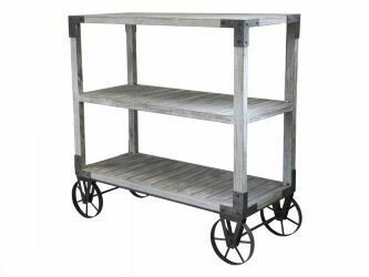 Rustic White Finish Trolley with Wheels
