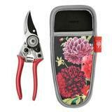 British Bloom Design - dark background with red, pink blooms.
Secateurs and holster